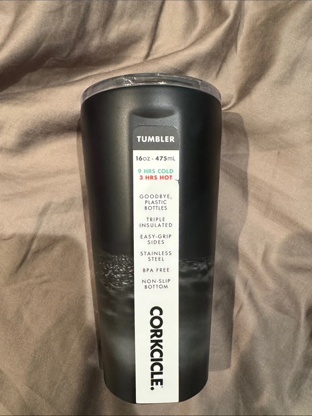 Corkcicle Matte Black 16oz Insulated Tumbler